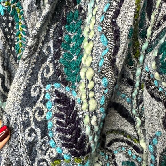 ANU Echo Sapphire BLUE FLORAL Embroidered Wool Jacket MEDIUM - Picture 4 of 10